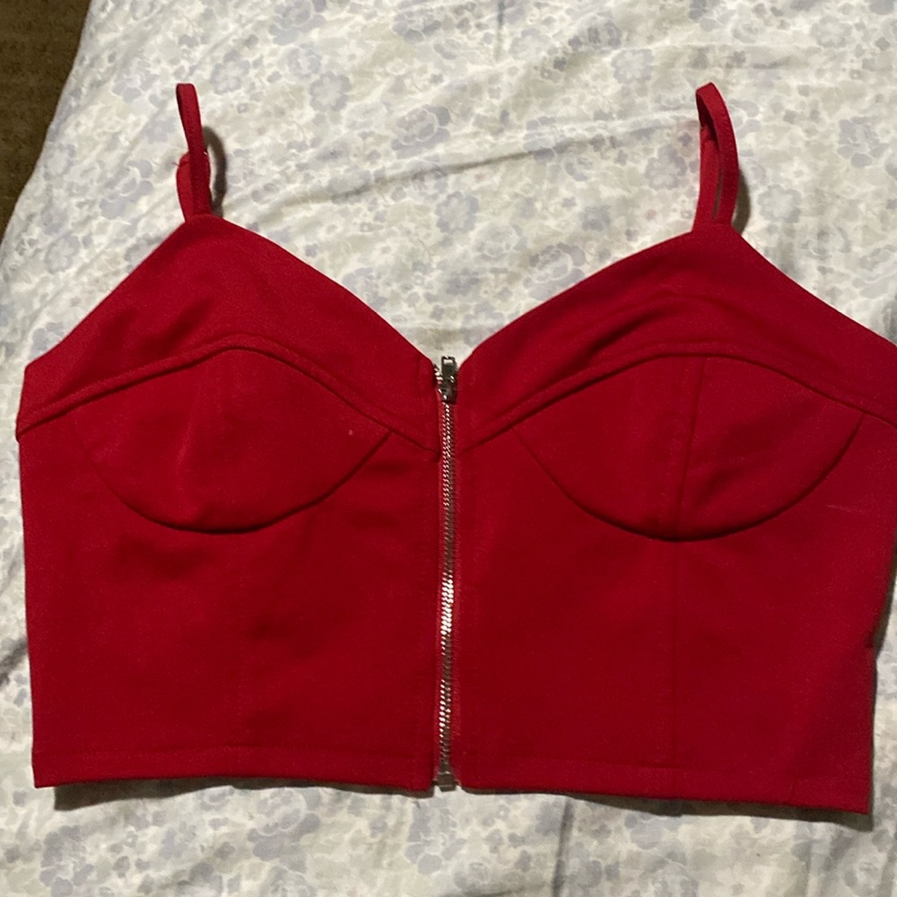 red corset top